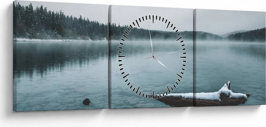 Kép - jeges északi tó (órával) (90x30 cm)