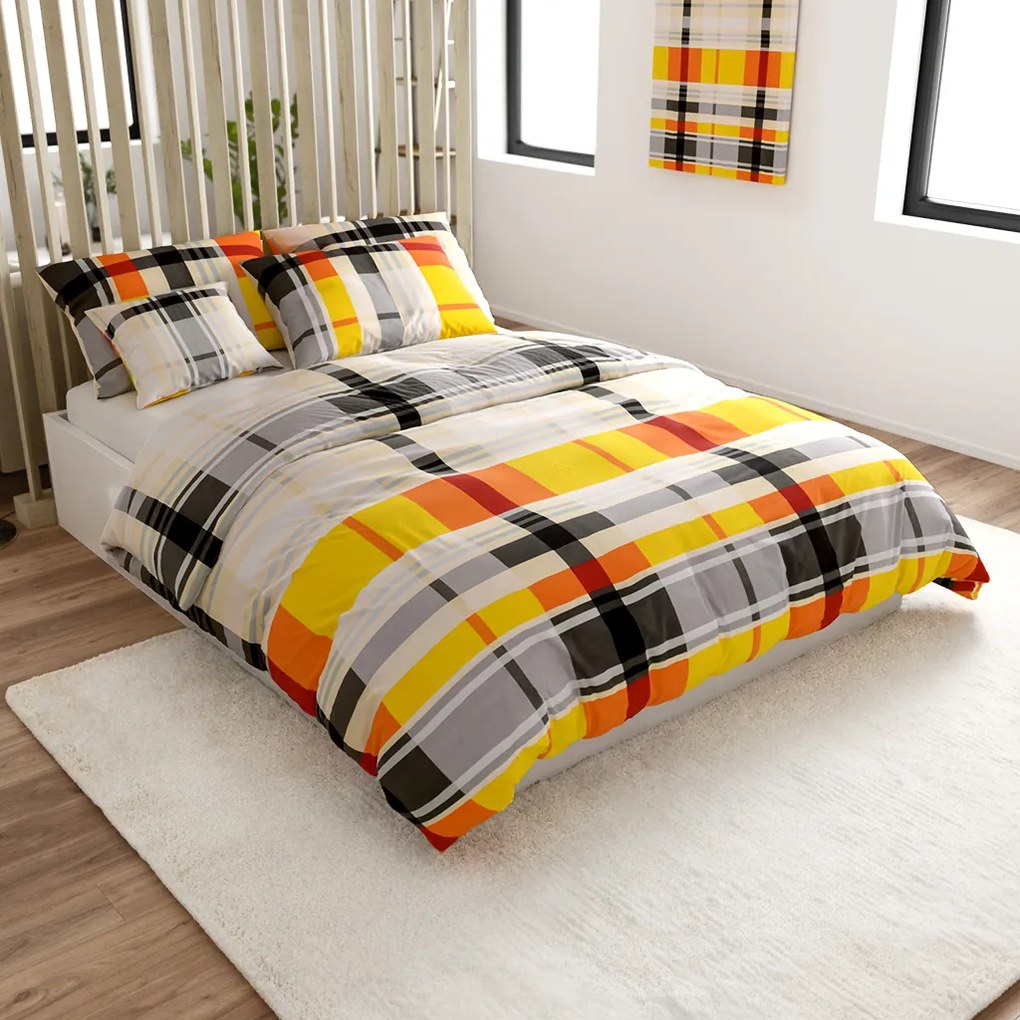 Renforcé pamut ágynemű ORANGE KUBE színes Ágyneműhuzat mérete: 70 x 90 cm | 140 x 200 cm