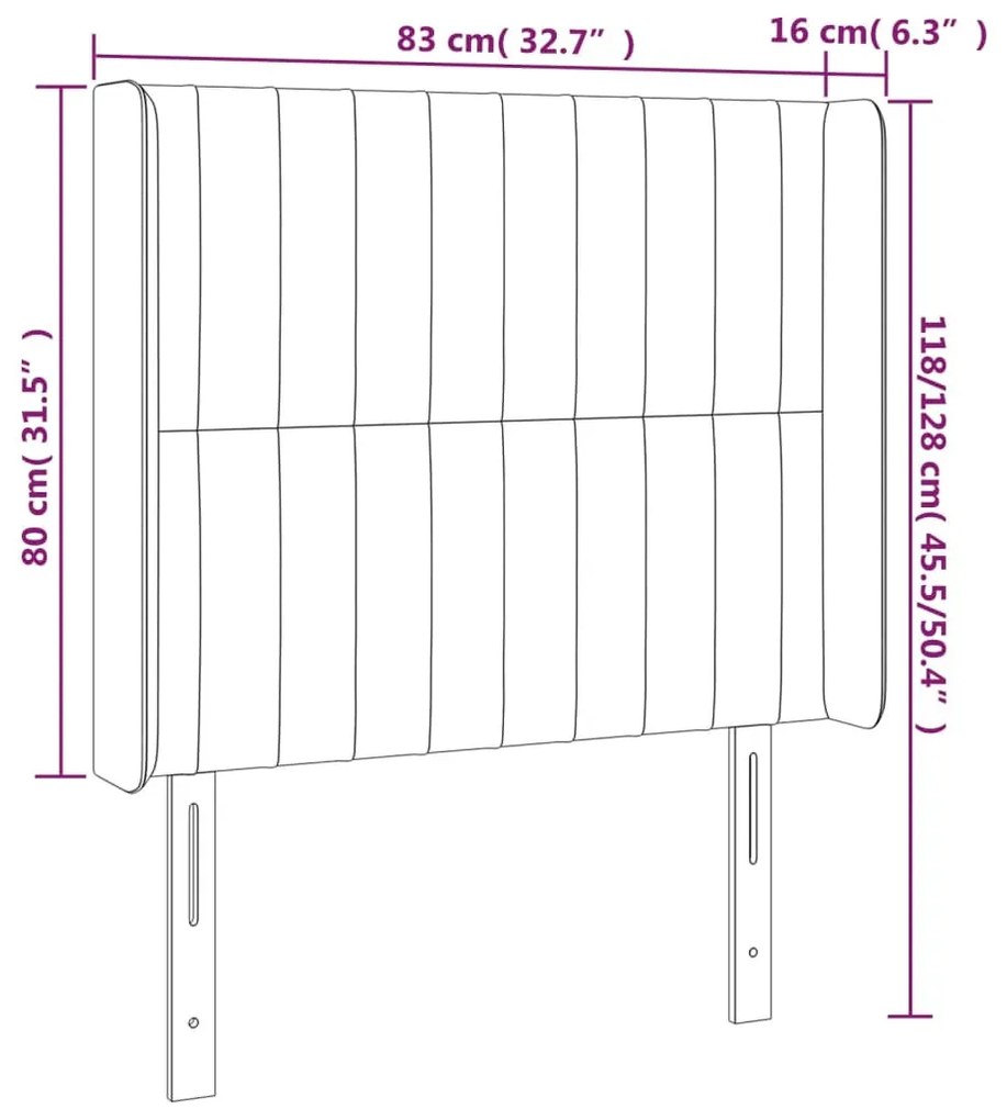 rózsaszín bársony LED-es fejtámla 83x16x118/128 cm