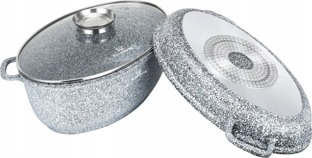 KlönBerg Ovális Márvány Fedél 8 l 38CM 3az1ben Grill Üveg