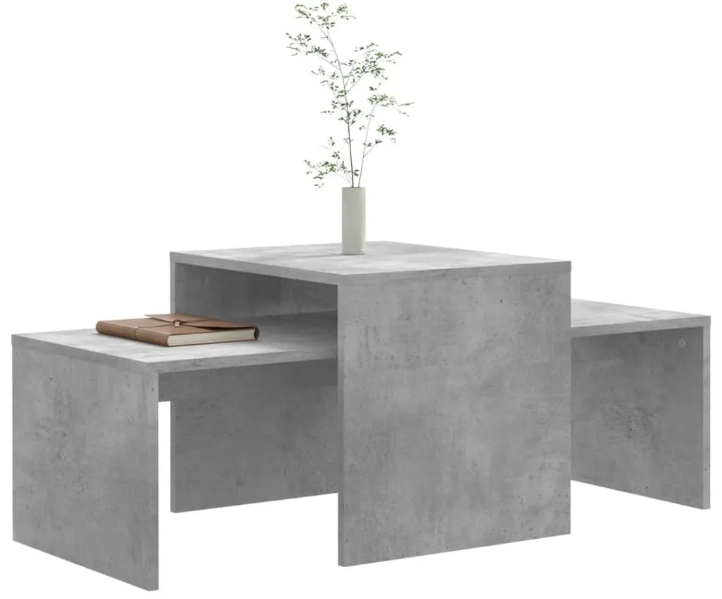 Betonszürke szerelt fa dohányzóasztal szett 100 x 48 x 40 cm