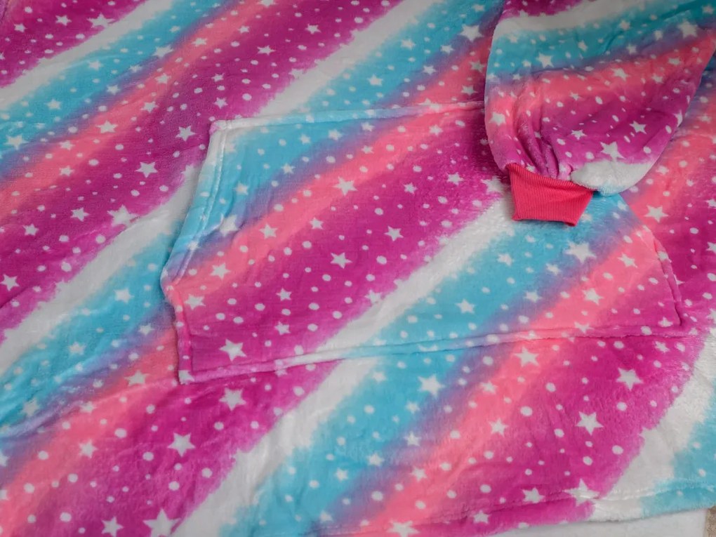 báránybunda hatású kapucnis, ujjas pléd AURORA színes