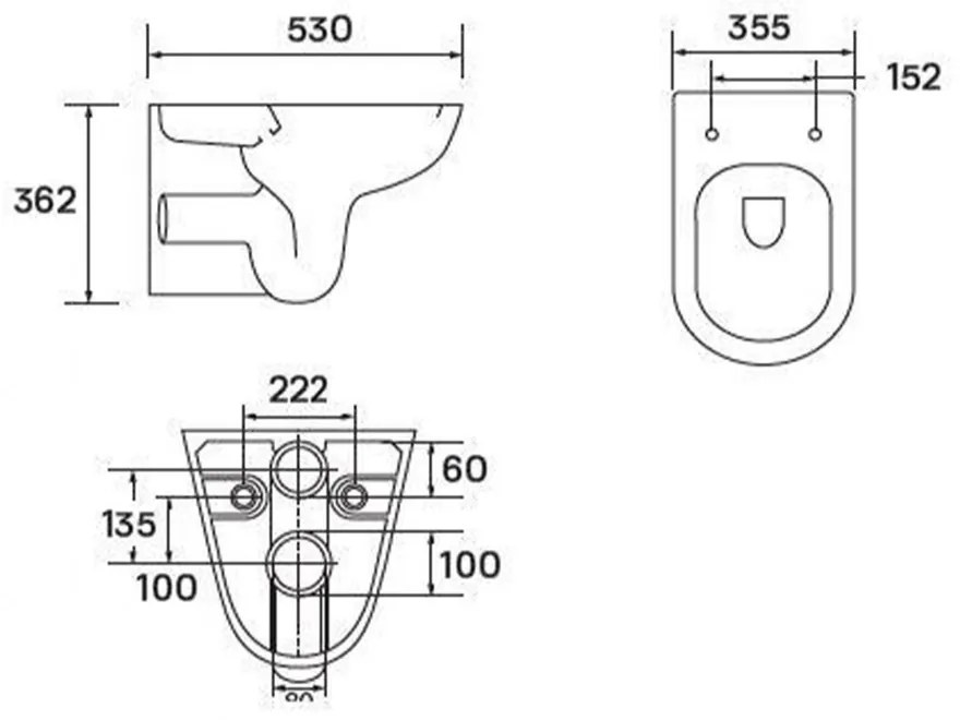 Bella fali, rimless WC