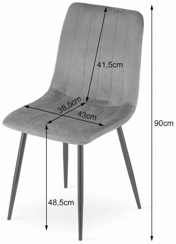 Fekete étkezőszék LAVA bársony fekete lábakkal