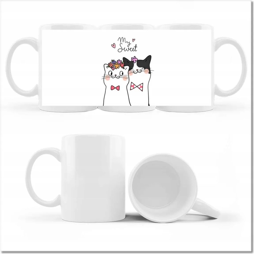 Nyomott mintás bögre Cica