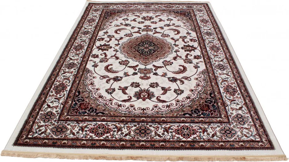 Gépi perzsa szőnyeg bézs Isfahan 200x300 klasszikus nappali szőnyeg