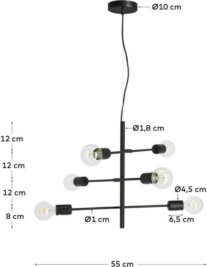 Fekete függőlámpa ø 55 cm Spica – Kave Home