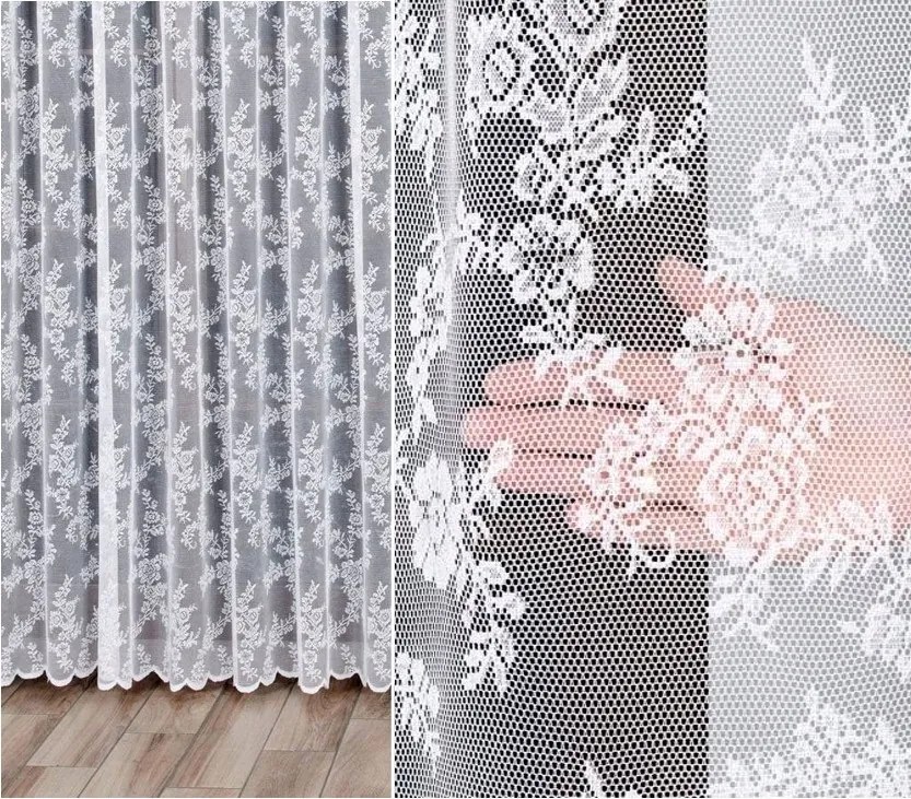 Jacquard mintás függöny 090375, 400x300cm egyenes, virágmintás (szegélyekkel)