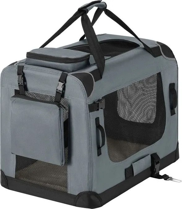 Összecsukható szállítóbox kis kutyáknak 60x44x42 cm szürke