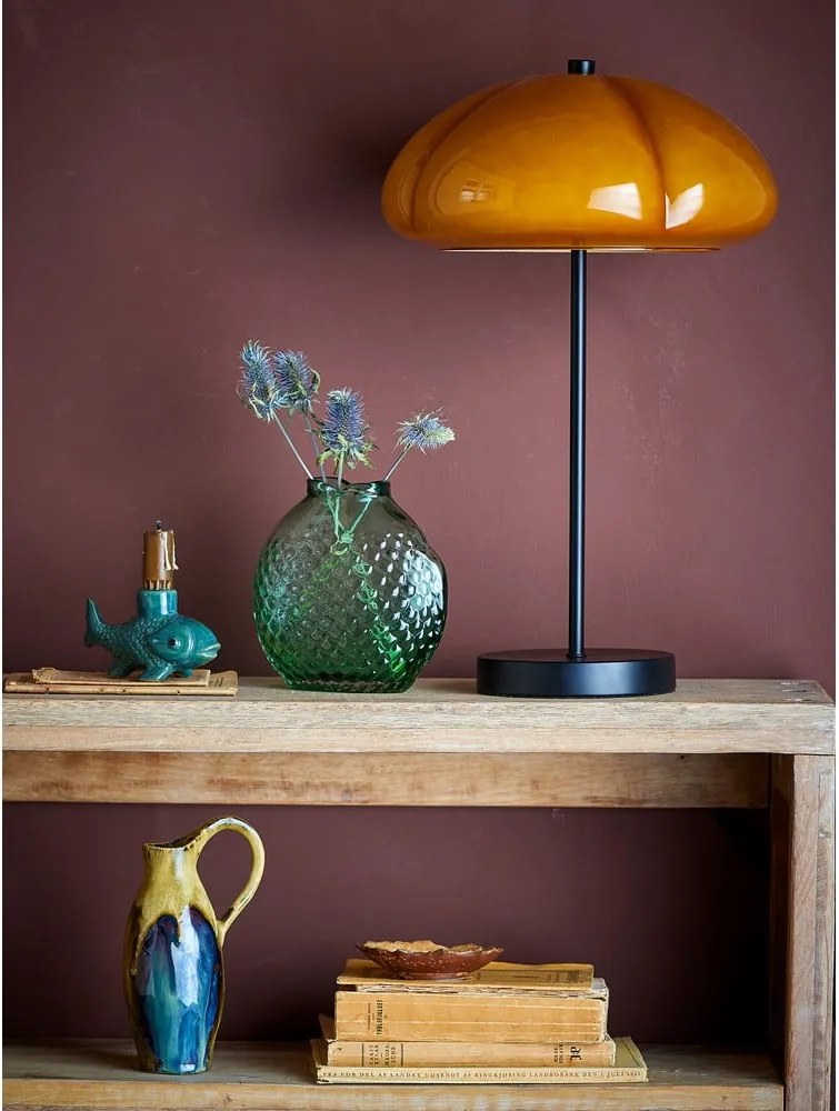 Okkersárga asztali lámpa üveg búrával (magasság 46,5 cm) Kinoko – Bloomingville