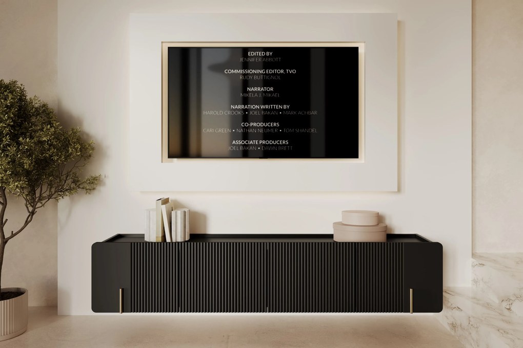 Malmi fali szekrény 200 cm - fekete matt / arany