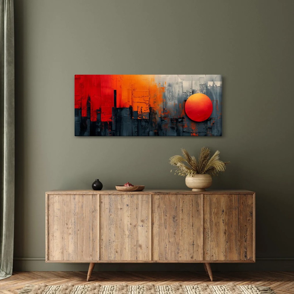 Kép - Absztrakt festmény a városról (120x50 cm)