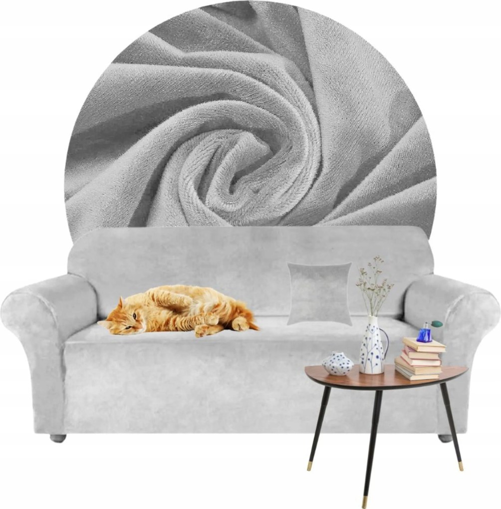 Kanapé Huzat Kanapé Sarok Velúr Plüss 235-300 Oeko Tex Világos Szürke