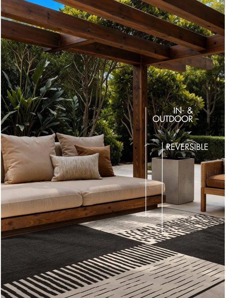 Fekete-krémszínű kültéri-beltéri szőnyeg 160x230 cm Haringey Acacia – Ted Baker