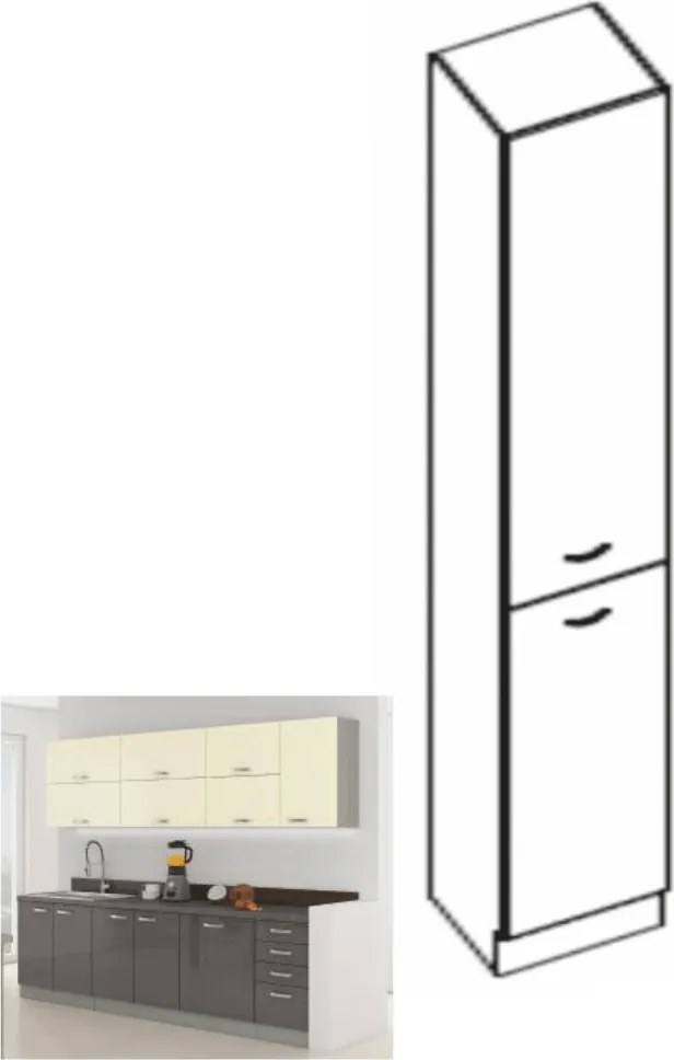 Magas kétajtós szekrény, szürke magasfényű/szürke, PRADO 40 DK-210