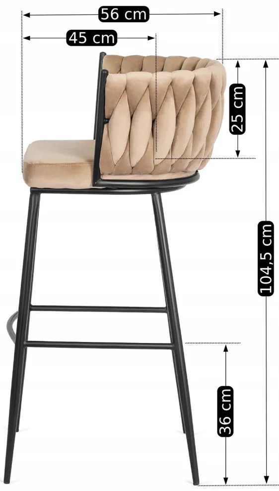 Elegáns Bárszék Bézs Bársony Kárpittal. FLORES