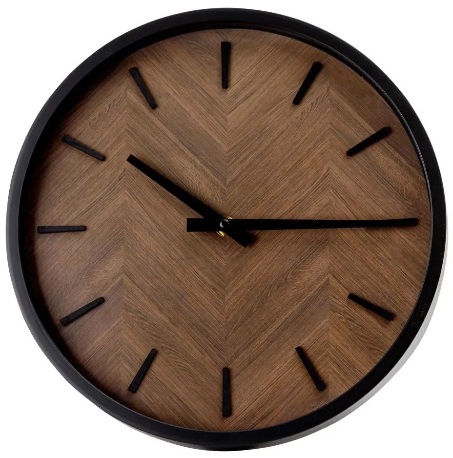 Fali óra 30 cm átmérő, 1xAA, fekete/barna