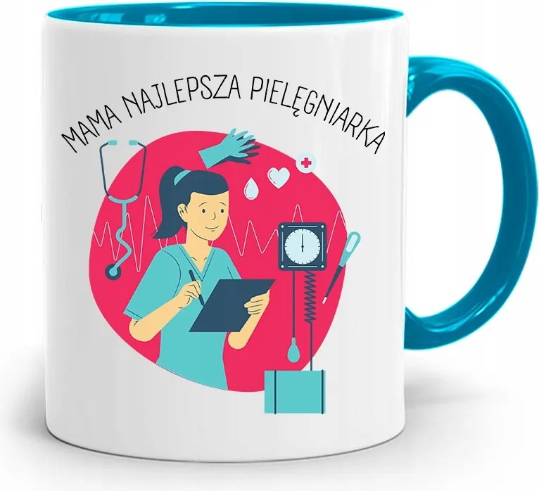 Kék Bögre Anyukáknak Anya Ápolónő Ajándék fényképes nyomattal