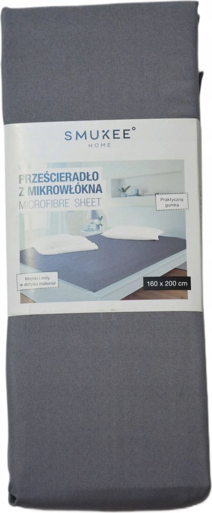 Smukee mikfrofázis lepedő Smukee 160x200cm sötétszürke, gumis