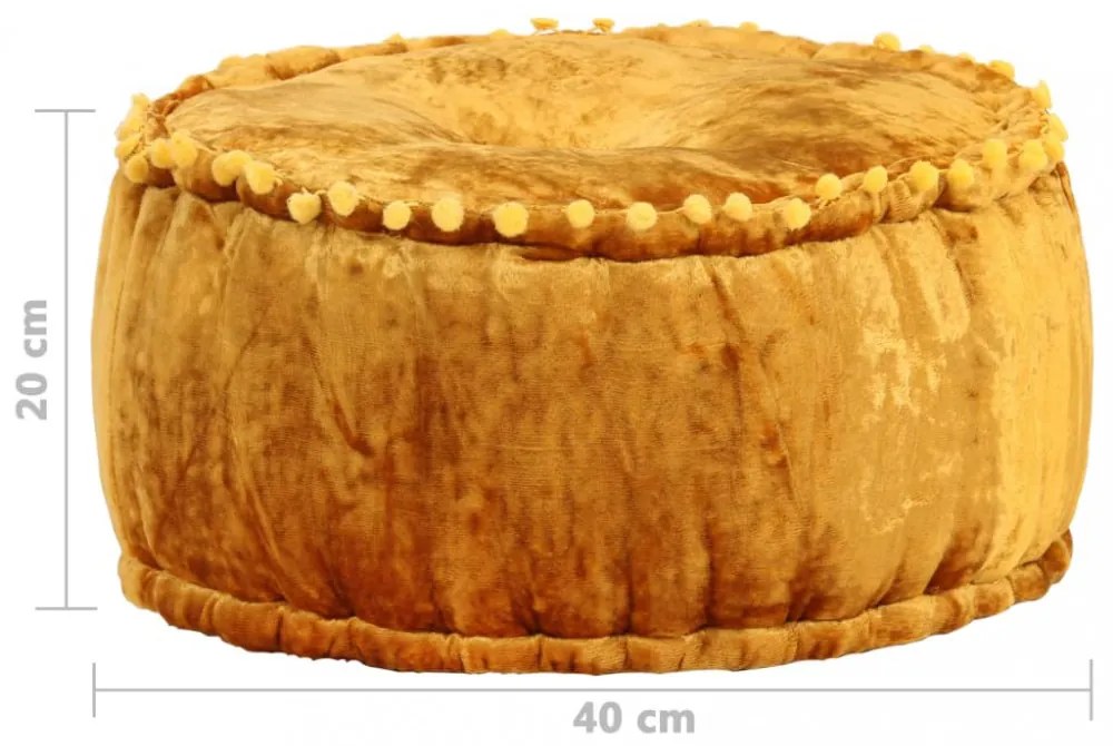 mustársárga kerek bársony puff 40 x 20 cm