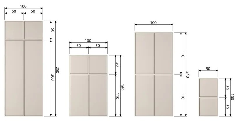 Krémszínű borovi fenyő moduláris szekrény 50x200 cm Daily – vtwonen