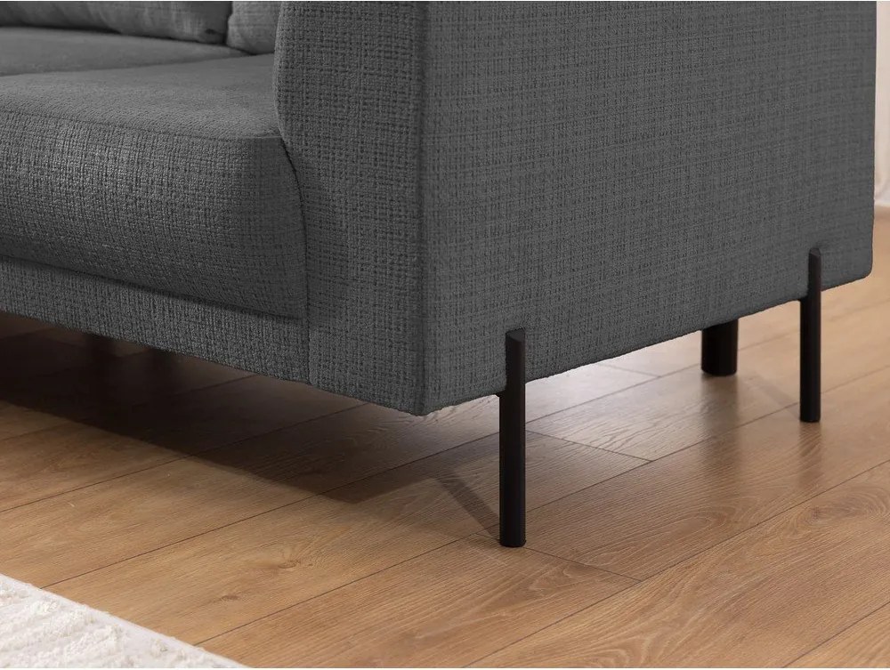 Sötétszürke zsenília sarokkanapé (bal oldali-L alakú) Mauris – Ropez