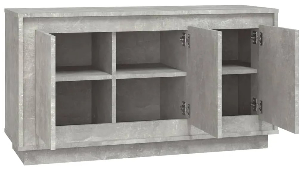 betonszürke szerelt fa tálalószekrény 102 x 35 x 55 cm