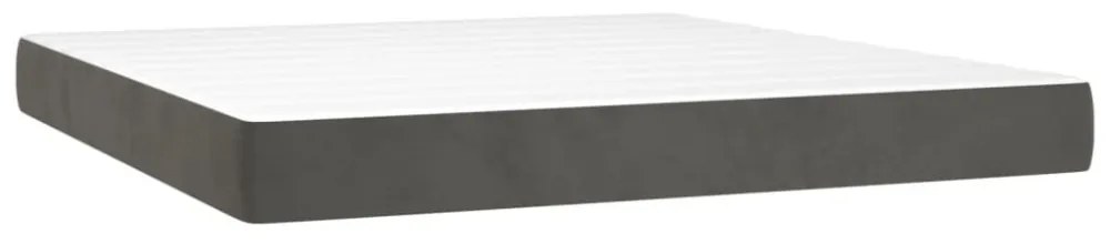 sötétszürke bársony rugós és LED-es ágy matraccal 180x200 cm