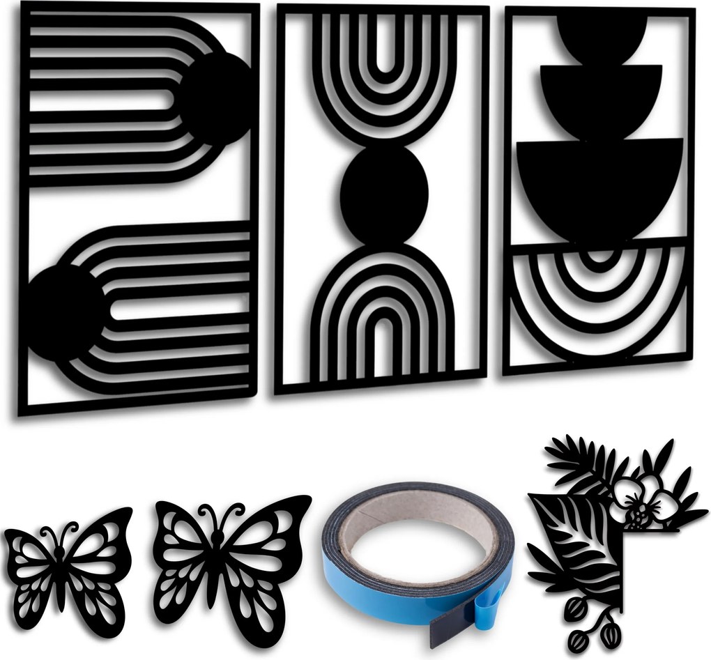 Vászonkép Áttört Triptyk 140x59 Szoba Dekoráció Festmények Nappaliba Geometrikus