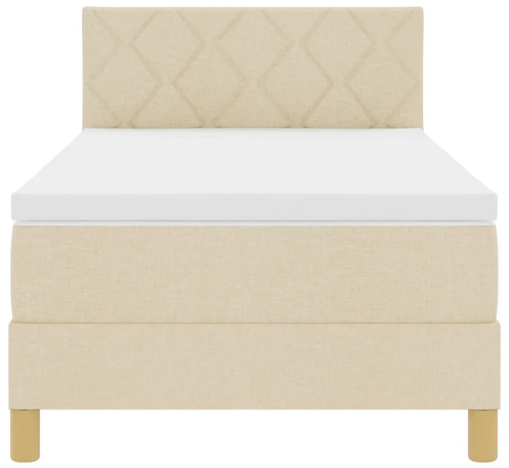 Box Spring ágy matraccal és LED-del Krém 90x200 cm Szövet