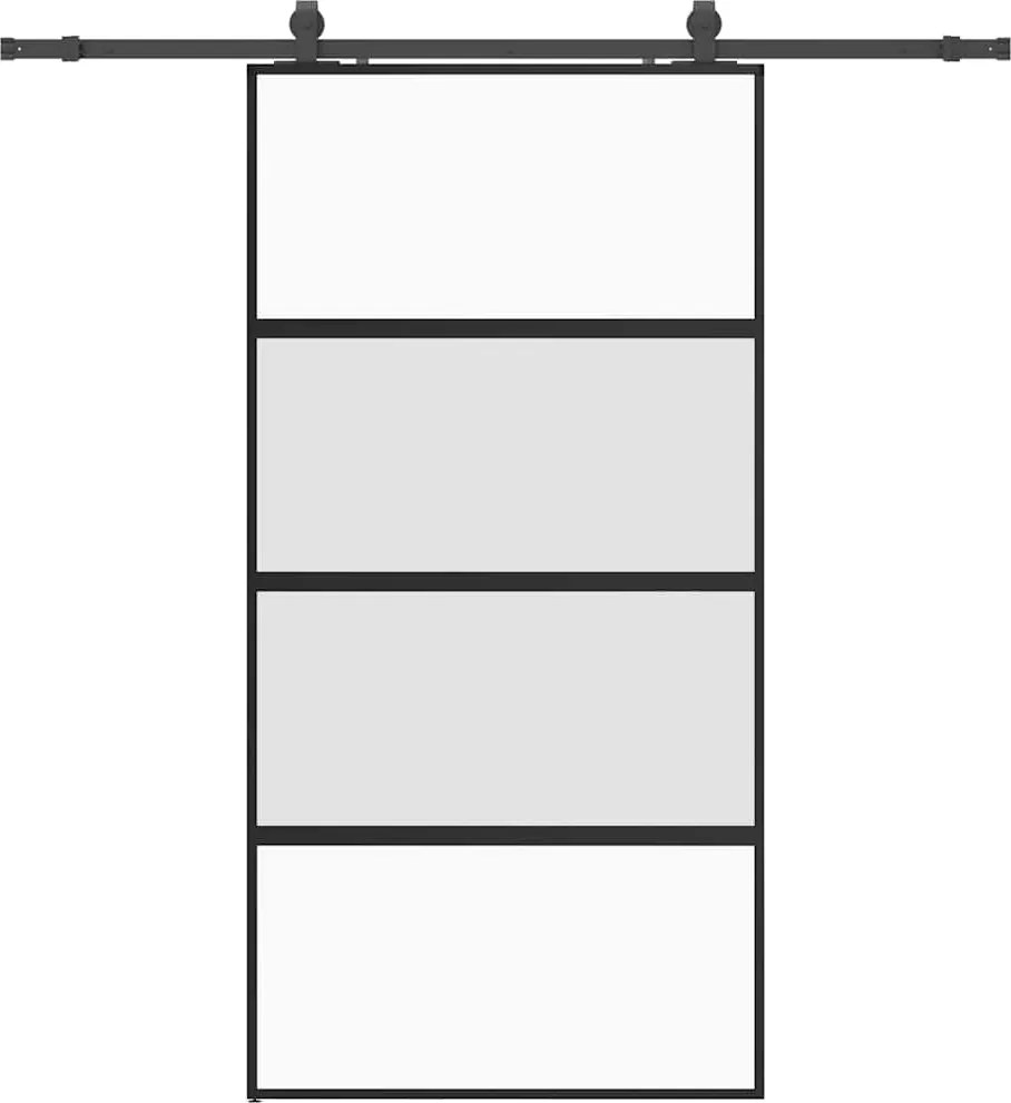 vidaXL fekete edzett üveg tolóajtó fémszerelék szettel 102,5x205 cm