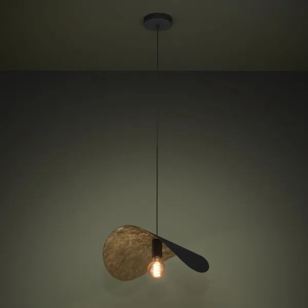 Eglo 390393 - Csillár zsinóron SACEDA 1xE27/40W/230V 53 cm fekete/arany