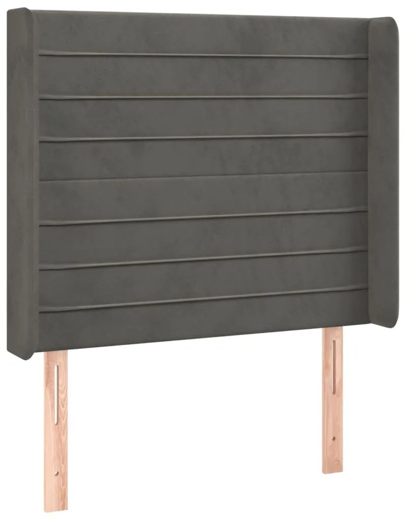 sötétszürke bársony LED-es fejtámla 93x16x118/128 cm