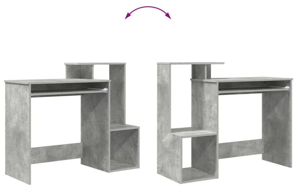 Szürke számítógépasztal Beton szürke