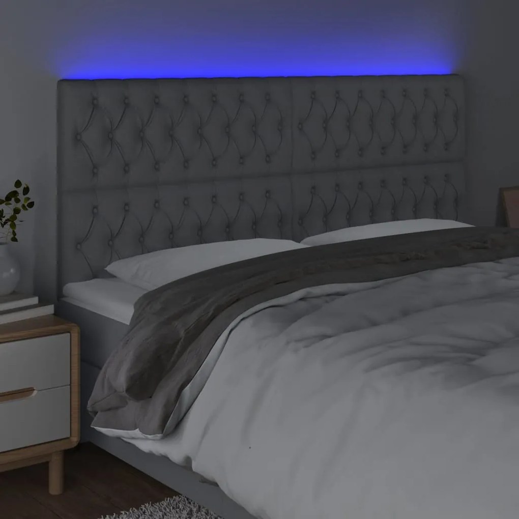 világosszürke szövet LED-es fejtámla 180x7x118/128 cm