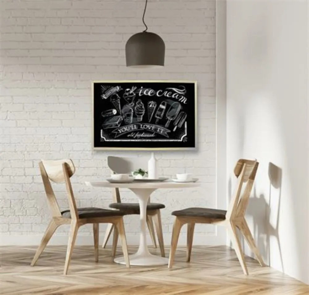 Krétás tábla, fekete felület, nem mágneses, 90x60 cm, fakeret, VICTORIA VISUAL (VVI11)
