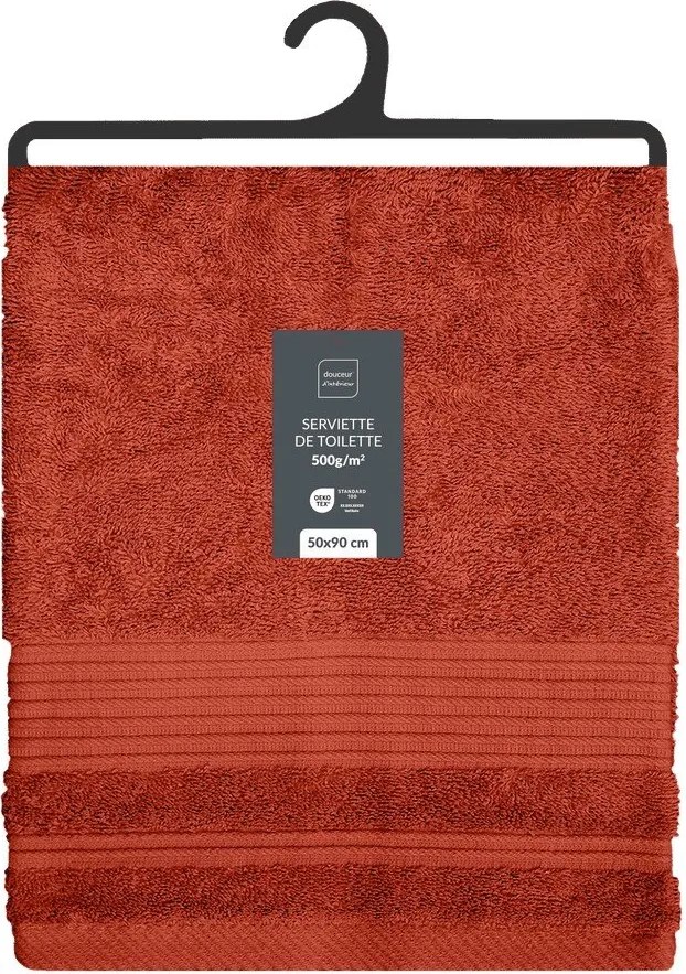 Téglavörös frottír pamut törölköző 50x90 cm Tendresse – douceur d'intérieur