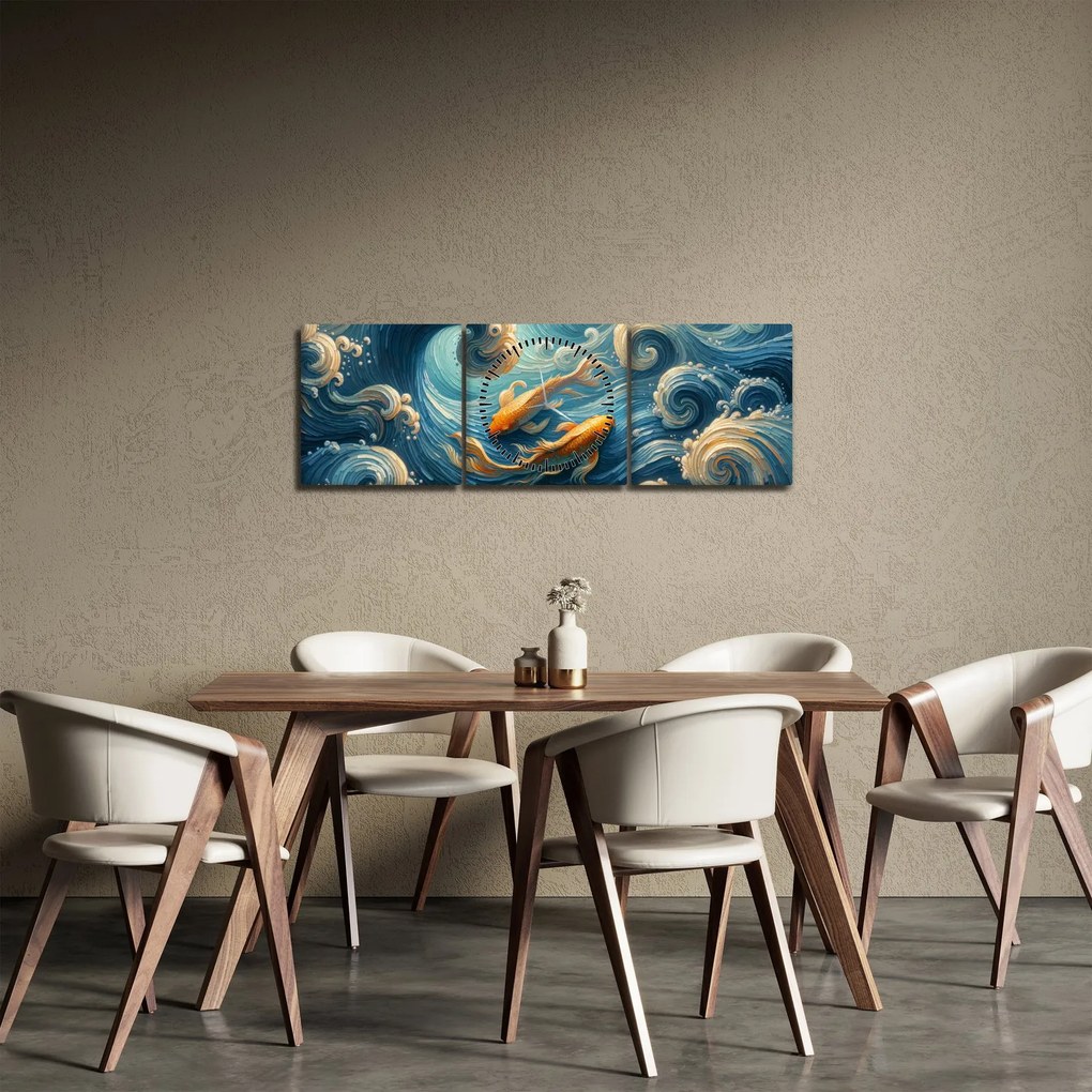 Kép - Aranyhalak (órával) (90x30 cm)