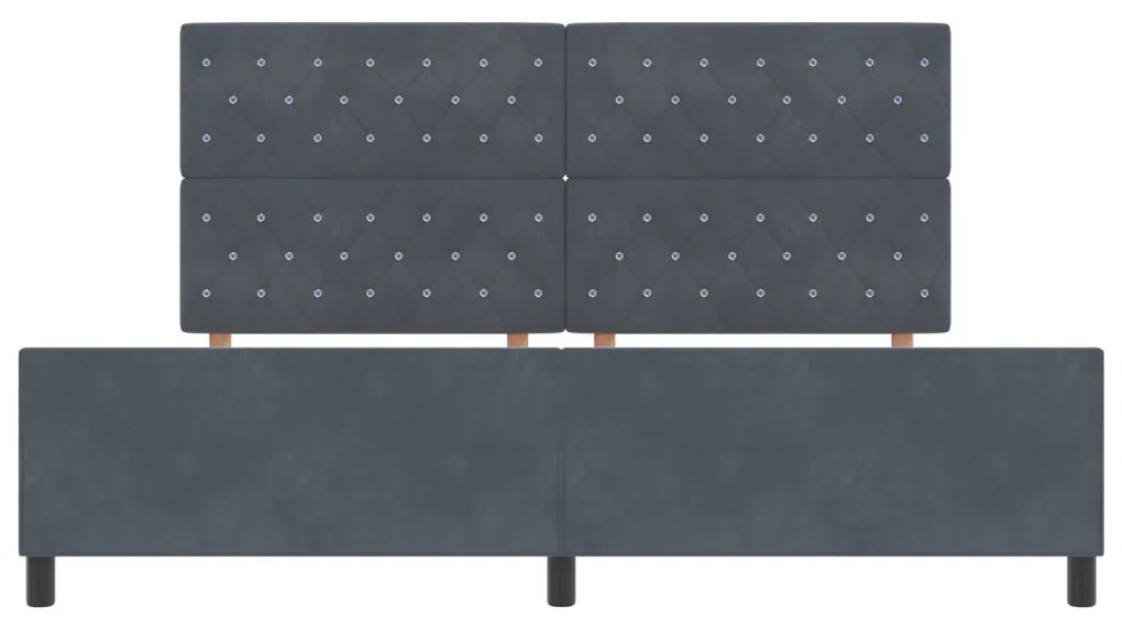 Ágykeret fejtámlával Sötétszürke 200 x 200 cm Bársony