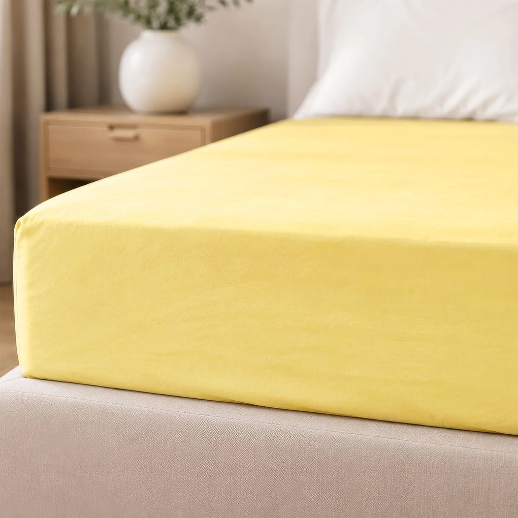 Goldea pamut gumis lepedő - sárga 200 x 200 cm