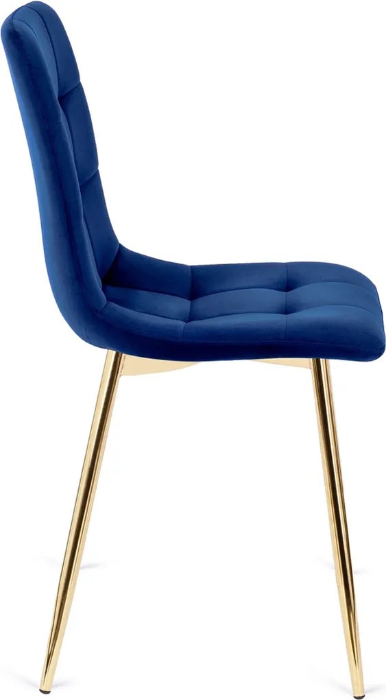 Szék sötétkék színben, bársony kárpittal. YORK