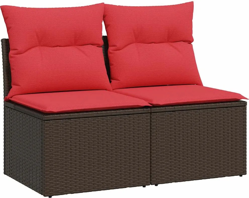 vidaXL 2 részes barna polyrattan akácfa kerti ülőgarnitúra párnákkal