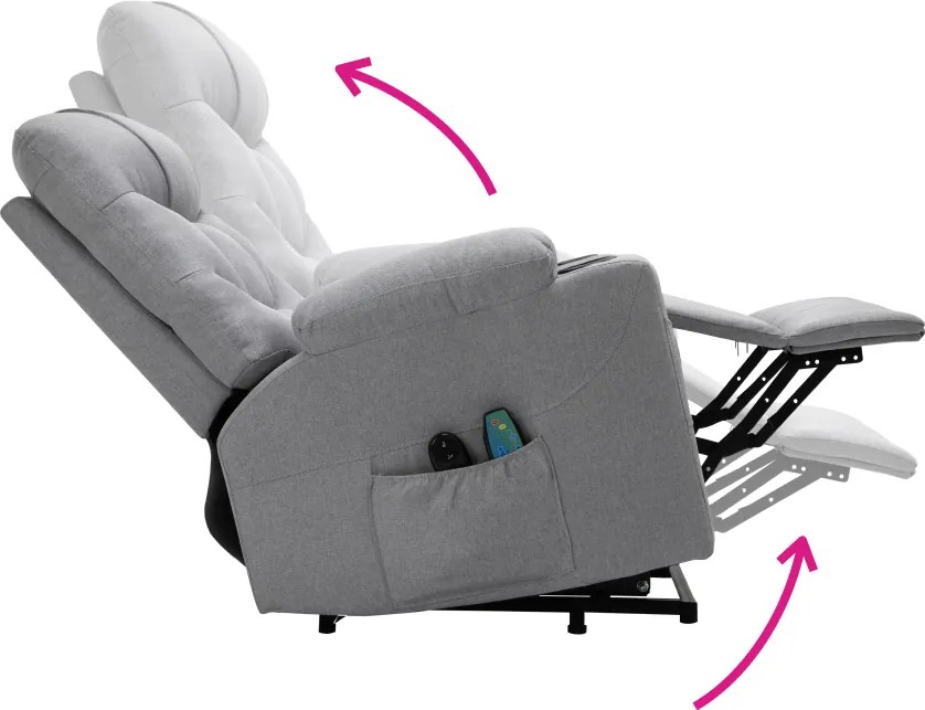 Állítható masszázs fotel, világosszürke, HUDSON