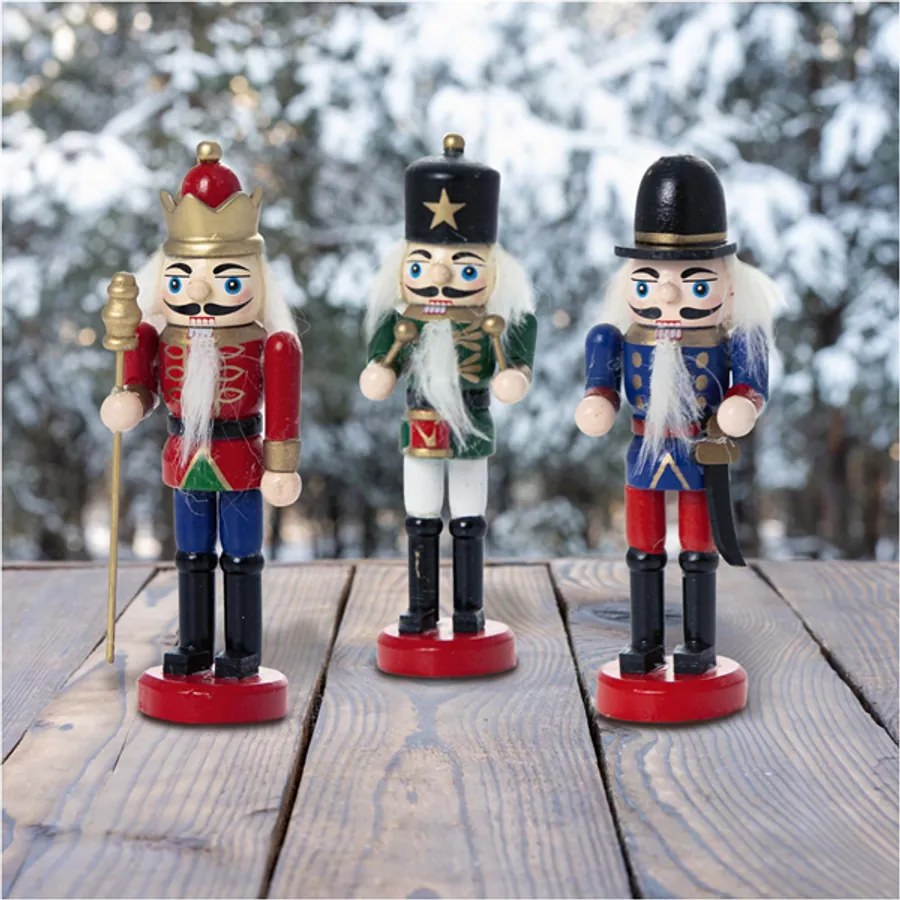 Diótörő figura 3 db-os szett fa 12,5 cm figurás karácsonyfadísz