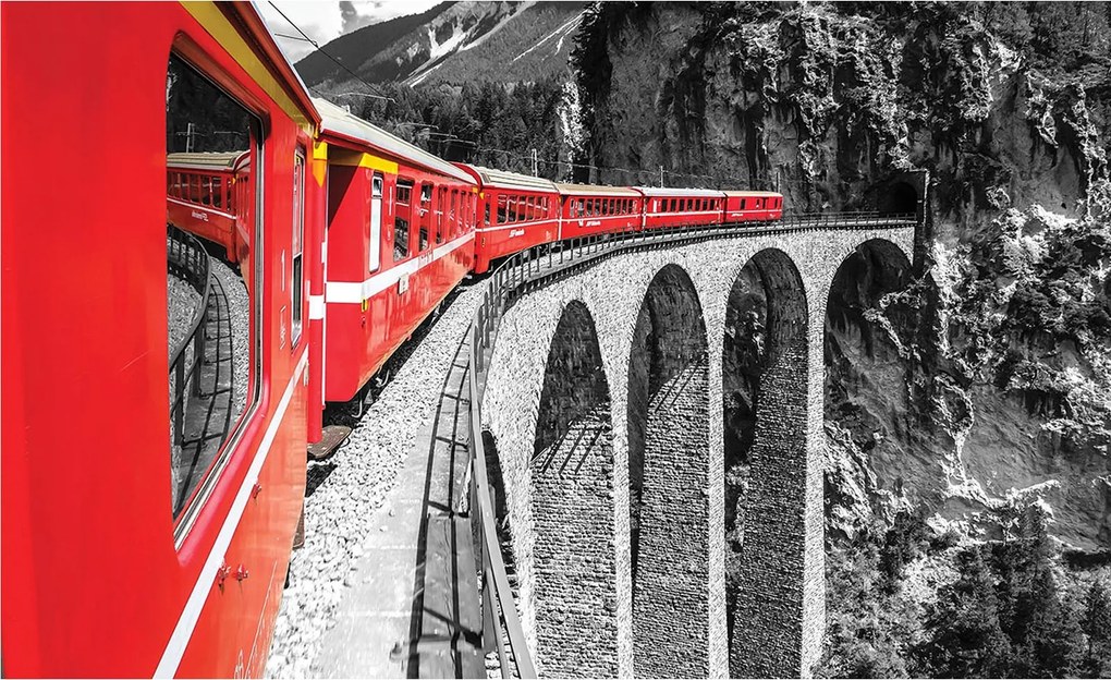 Fotótapéta Svájci táj Alpok Bernina Express 300x210 +ragasztó