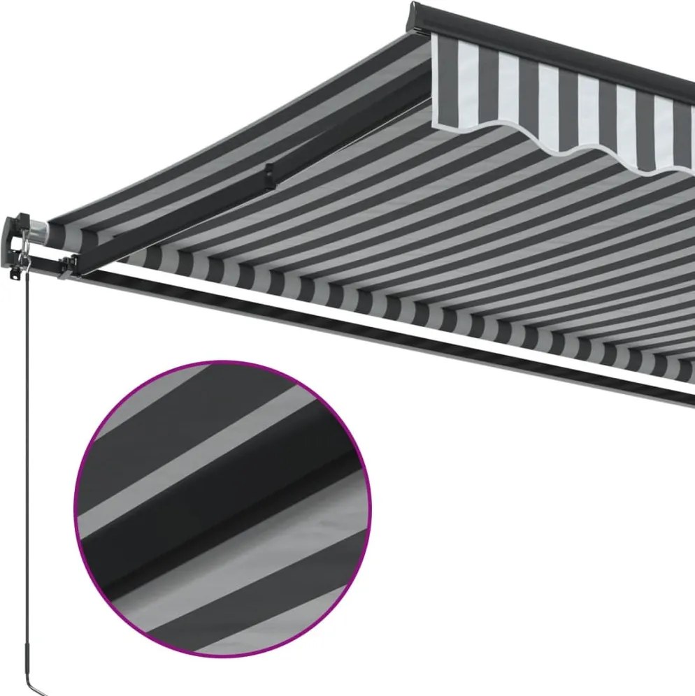 Antracitszürke és fehér kézzel kihúzható napellenző 600x350 cm