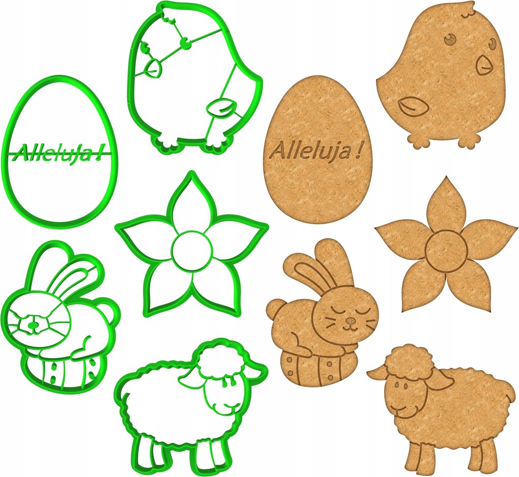 5x Húsvéti mézeskalács formák Húsvéti lyukasztók XL szett 5db