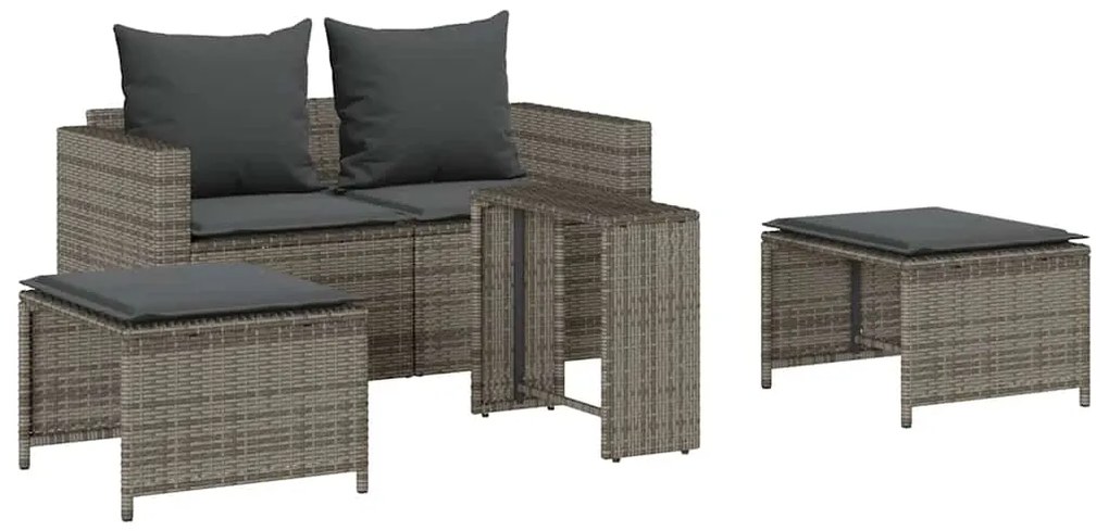 vidaXL 5 részes polyrattan kerti kanapé garnitúra párnákkal stackable