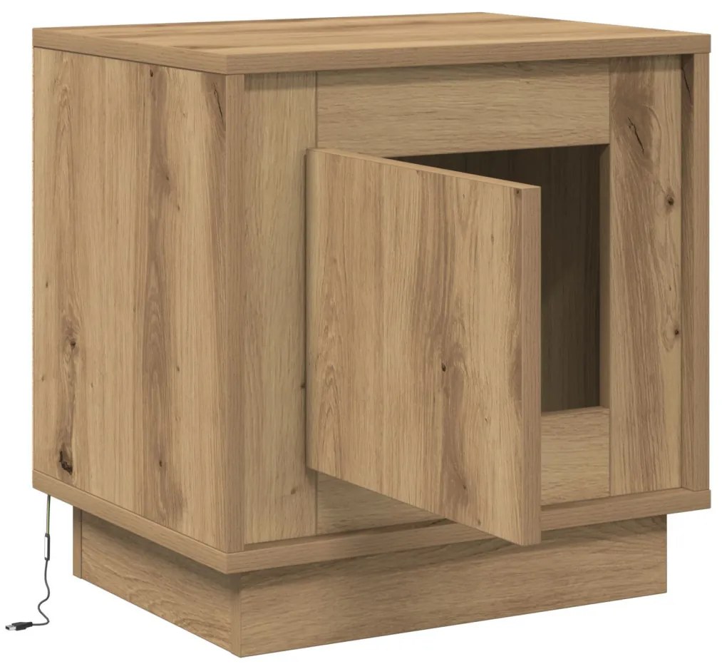 Éjjeli Szekrények LED világítással 2 db Mesterséges tölgy 44 x 34.5 x 45 cm
