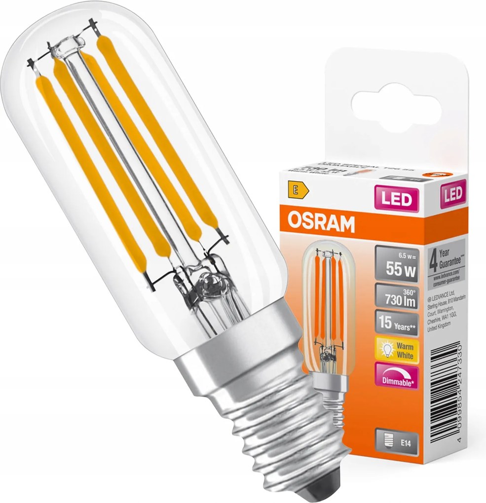 Led izzó T25 Tubusos E14 6.5W 55W 730lm 2700K Meleg 300° Tompítható